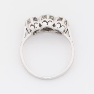 Anillo tresillo antiguo de oro blanco de 18K - Imagen 3