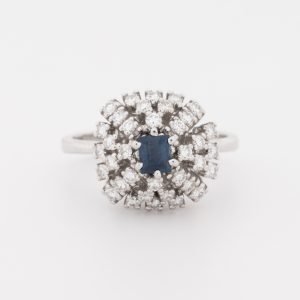 Anillo roseta de oro blanco de 18K - Imagen 1
