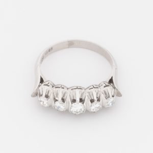Anillo compromiso inglés antiguo de platino - Imagen 2
