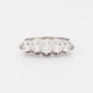Anillo compromiso inglés antiguo de platino - Imagen 1