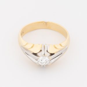 Anillo solitario de oro bicolor 18K - Imagen 2