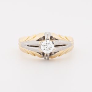 Anillo solitario de oro bicolor 18K - Imagen 1