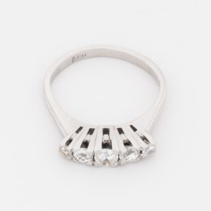 Anillo compromiso inglés antiguo de oro blanco de 18K - Imagen 3