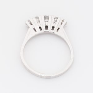 Anillo compromiso inglés antiguo de oro blanco de 18K - Imagen 2