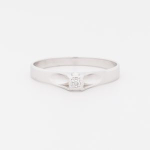 Anillo solitario de oro blanco de 18K - Imagen 1