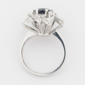 Anillo roseta antigua de oro blanco de 18K - Imagen 3
