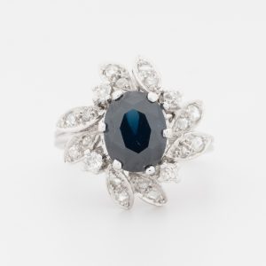 Anillo roseta antigua de oro blanco de 18K - Imagen 1