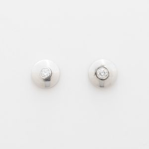 Aros punto de luz de oro blanco de 18K - Imagen 1