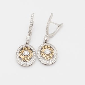 Aros largos de oro blanco y amarillo de 18K - Imagen 1