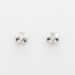 Aros engaste chatón de oro blanco de 18K - Imagen 1