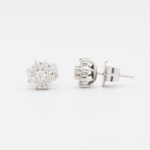 Aros flor de oro blanco de 18K - Imagen 2