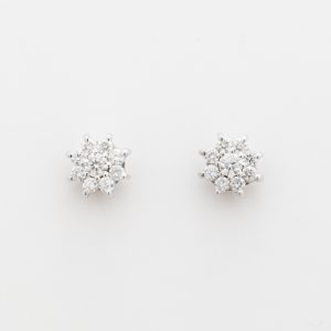 Aros flor de oro blanco de 18K - Imagen 1