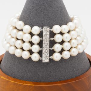 Antigua pulsera de perlas de 4 corridas - Imagen 3
