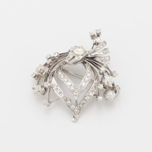 Broche antiguo de oro blanco de 18K - Imagen 1