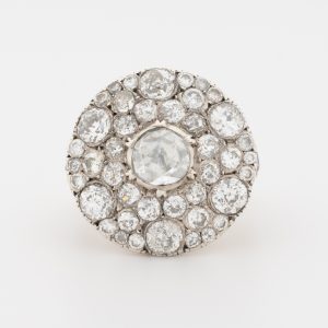 Anillo antiguo Victoriano de oro blanco de 14K - Imagen 1