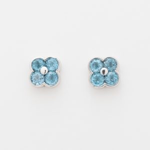 Aros flor de oro blanco de 18K - Imagen 1