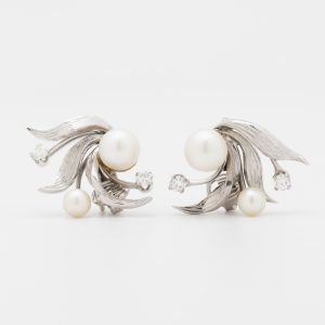 Aros antiguos de oro blanco de 14K - Imagen 1