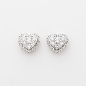 Aros corazón de oro blanco de 14K - Imagen 1